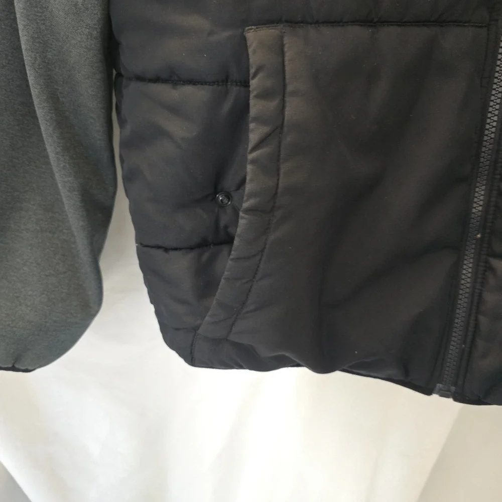 Under Armour Boy's 2-Fer Hoodie Puffer Vest Jacket Gray/black Sz YXL